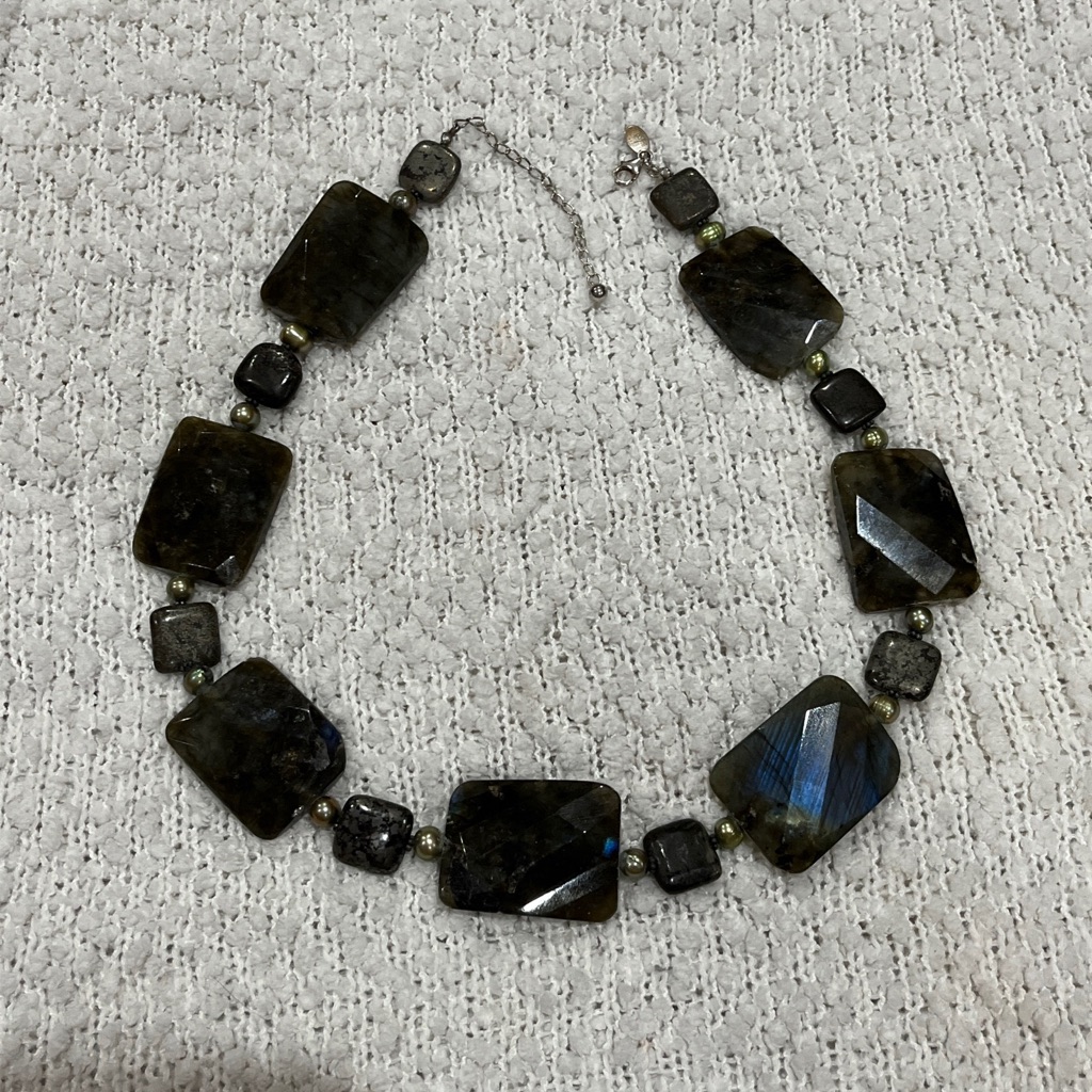 Donna Dressler Labradorite (Green, Dark Grey, Brown) Silver 925 Necklace
